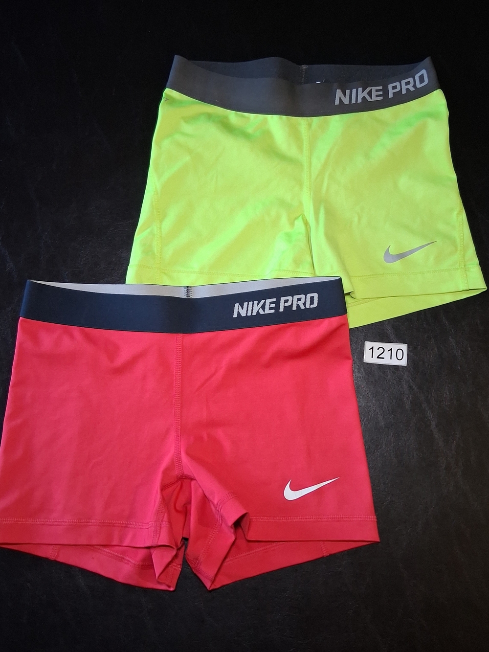 Nike Pro Women's Athletic Shorts Duo - Neon Green & Red